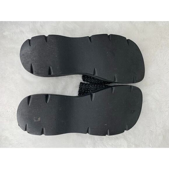 Black Woven Platform Slide Sandals Womens Size 8.5M - Picture 8 of 8